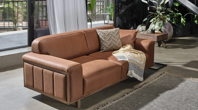 2 Seater Leather Sofa Set