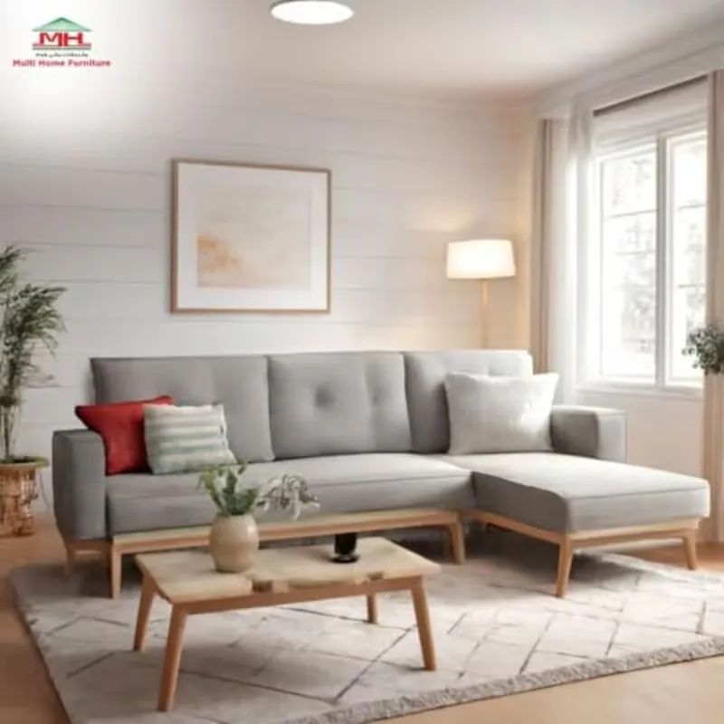 3-Seater Corner Sofa Bed Beige & Light Grey