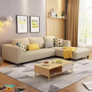 4-Seater Corner Sofa Bed Beige with Chaise