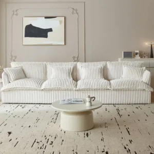 4-Seater Sofa Bed with 4 Pillows – Faux Fur & Foam